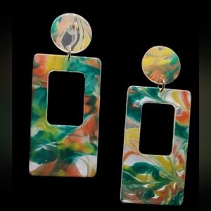 Tropical rectangular earrings